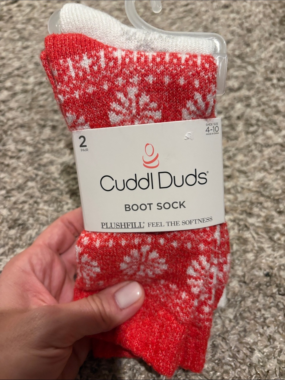 FREE in bundle NWT Cuddl Duds Red & White Plush Boot Socks - 2 Pair